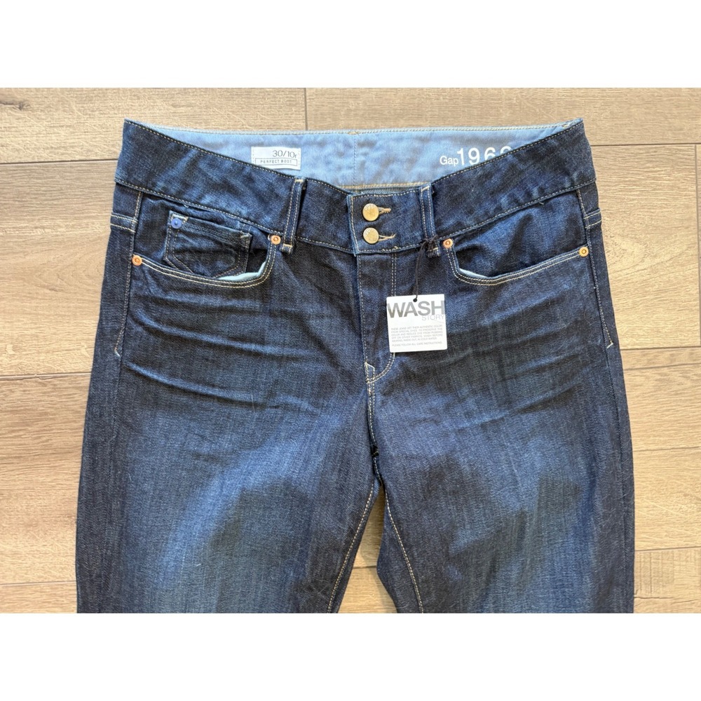 Gap 1969 Perfect Boot Dark Wash Jeans 30/10r Blue Denim NWOT - Picture 2 of 6